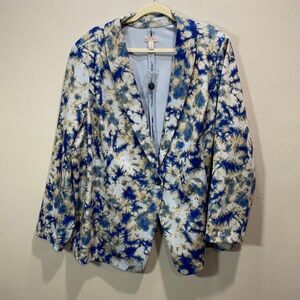 LOGO by Lori Goldstein blazer jacket blue beige‎